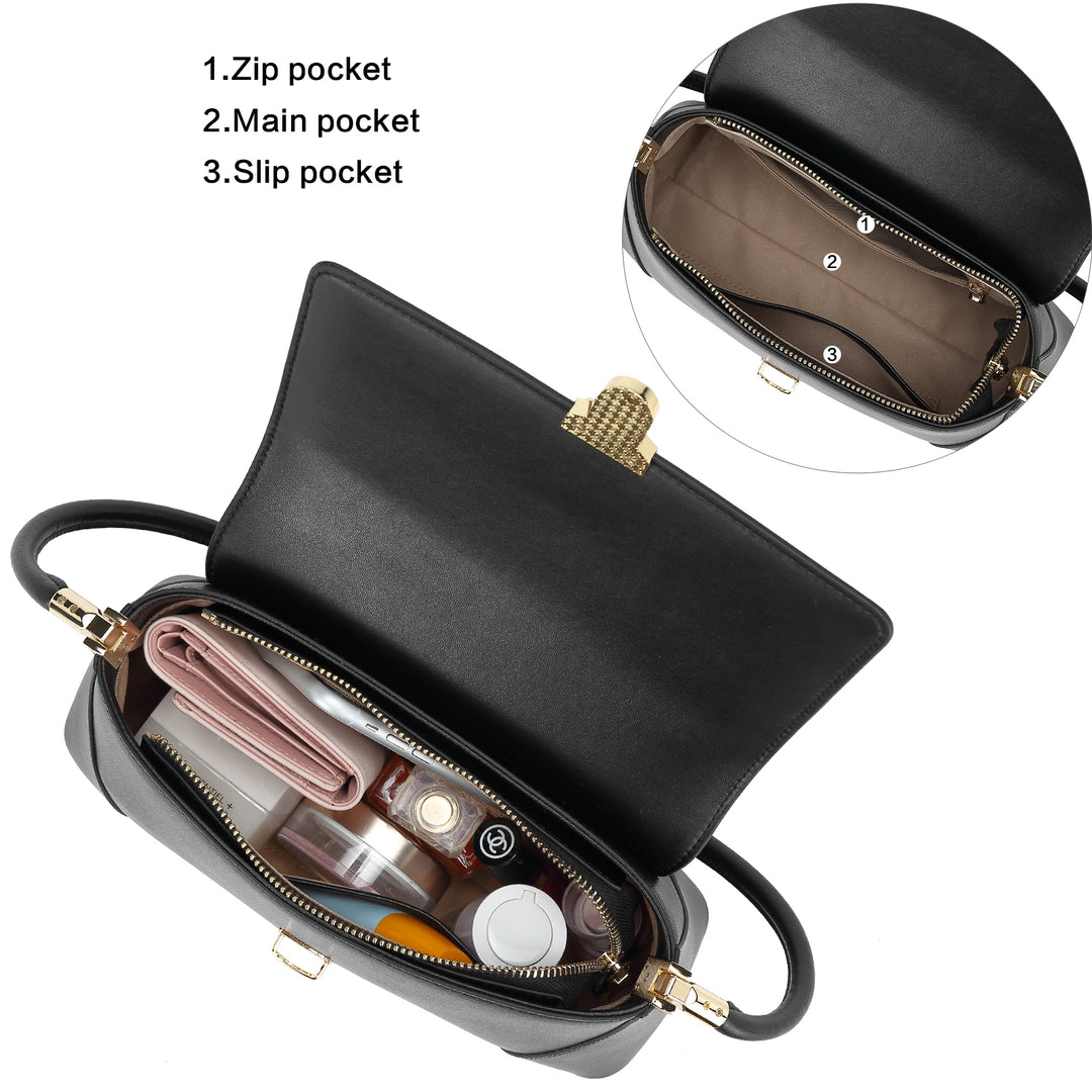BOSTANTEN Women Leather Handbags Designer Shoulder Bag Small Fashion Trendy Top Handle Satchel Purse - BOSTANTEN