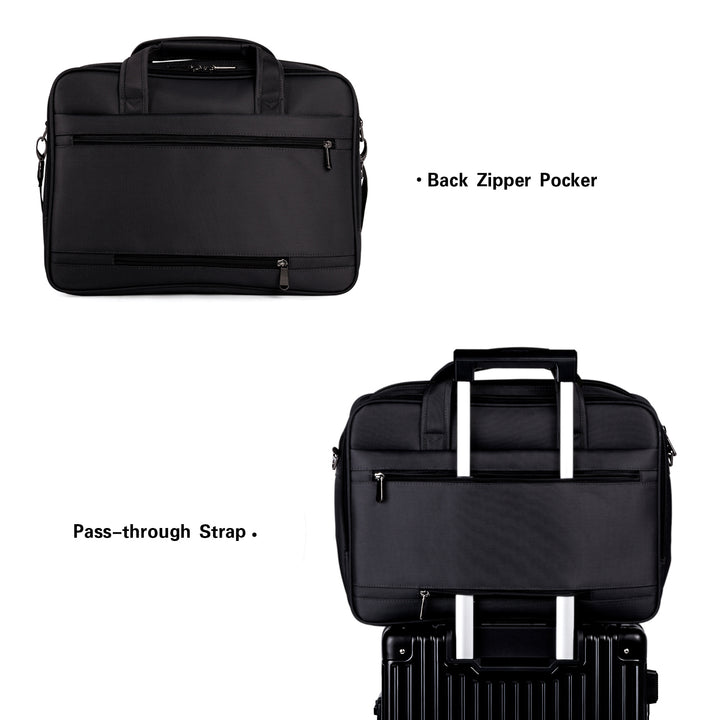BOSTANTEN Laptop Bags 17 inch Briefcase for Men Canva Water-resistant Lightweight Shoulder Travel Bag Black - BOSTANTEN