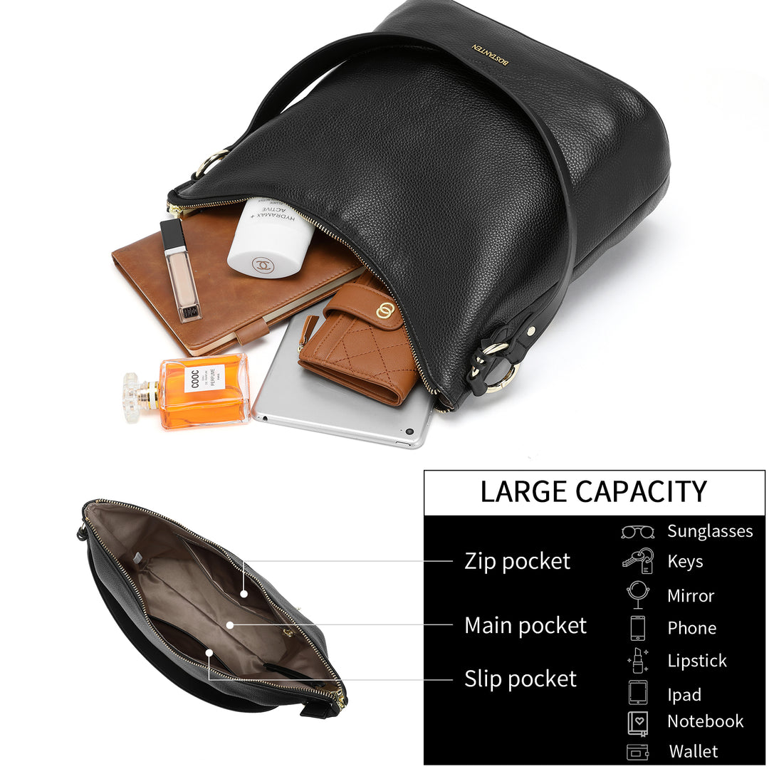 BOSTANTEN Leather Handbags for Women Soft Designer Shoulder Purses Ladies Fashion Crossbody Hobo Bags - BOSTANTEN