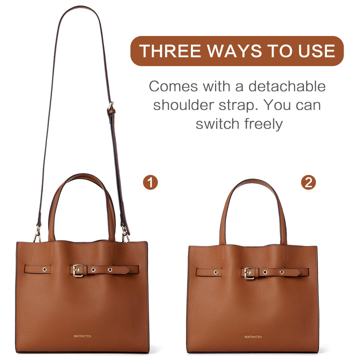 BOSTANTEN Women Handbags Purses Leather Tote Bags Designer Fashion Top Handle Crossbody Bags with Zipper Pouch - BOSTANTEN