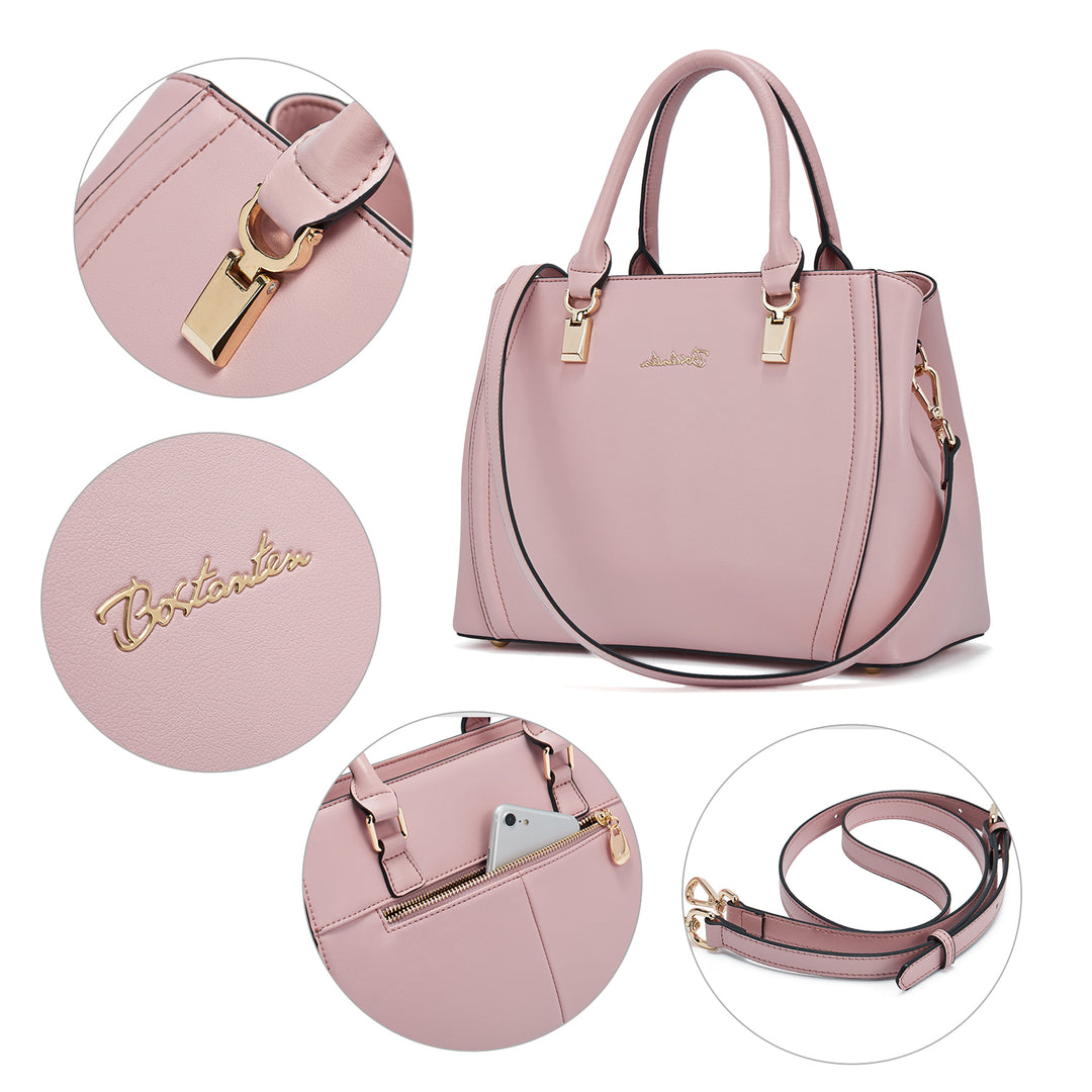 BOSTANTEN Women Leather Handbag Designer Top Handle Satchel Shoulder Bag Crossbody Purse - BOSTANTEN