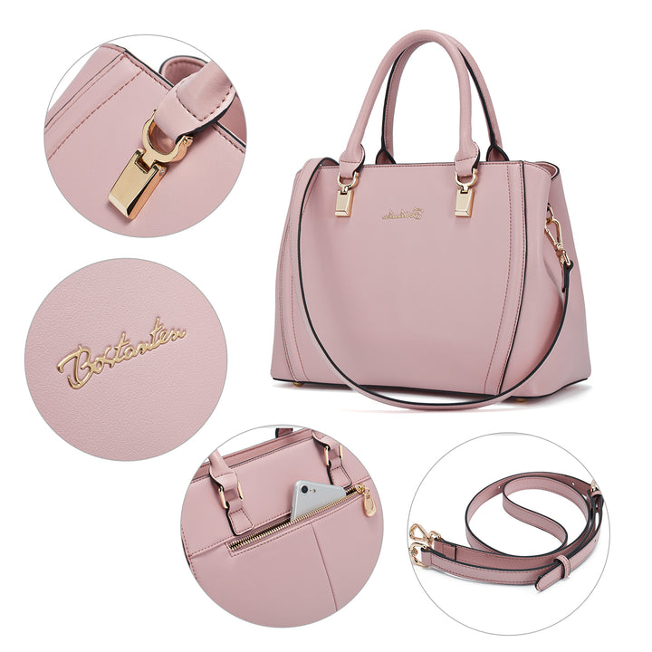 BOSTANTEN Women Leather Handbag Designer Top Handle Satchel Shoulder Bag Crossbody Purse - BOSTANTEN