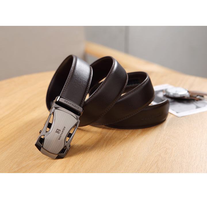 BOSTANTEN Mens Leather Ratchet Dress Belt Suit With Waist Belt Black - BOSTANTEN