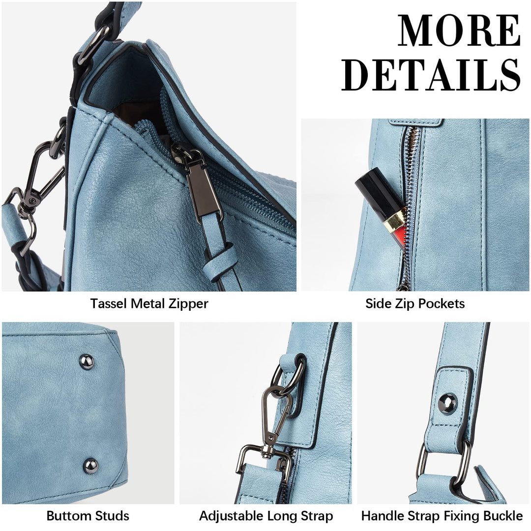 Kweli Large Stitch Detail Vegan Lether Hobo Bag
