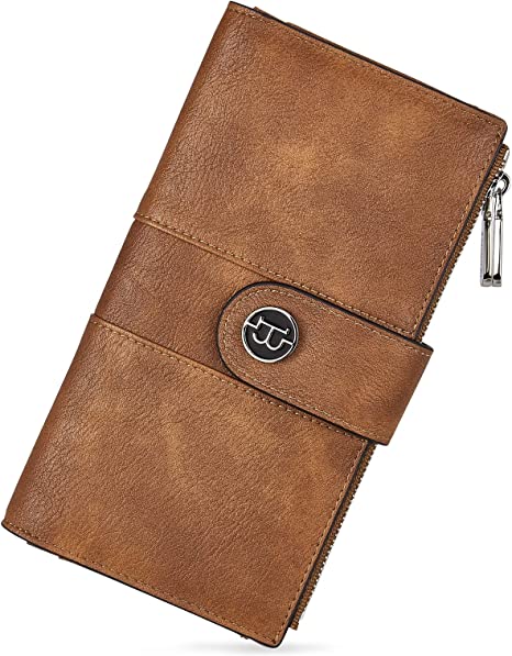 BOSTANTEN Womens Leather Wallets RFID Blocking Large Capacity Trifold Card Holder Ladies Phone Clutch