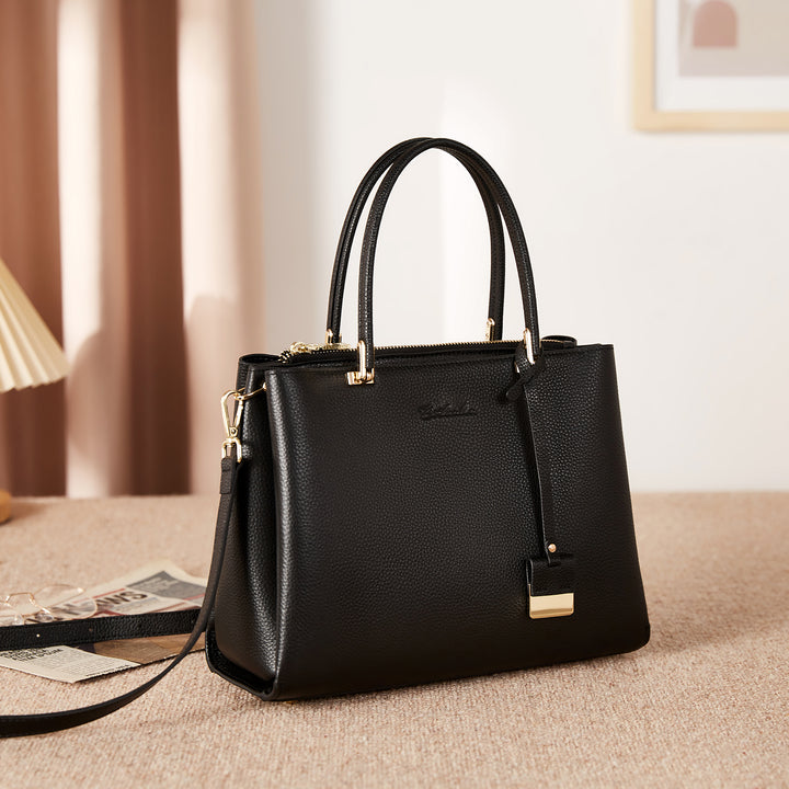 BOSTANTEN Handbags for Women Genuine Leather Designer Satchel Purses Top Handle Shoulder Bag Triple Compartment - BOSTANTEN