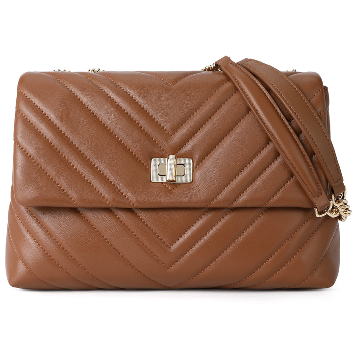 BOSTANTEN Womens Leather Shoulder Bag Quilted Designer Handbag Crossbody Bag Purse with Chain Strap - BOSTANTEN
