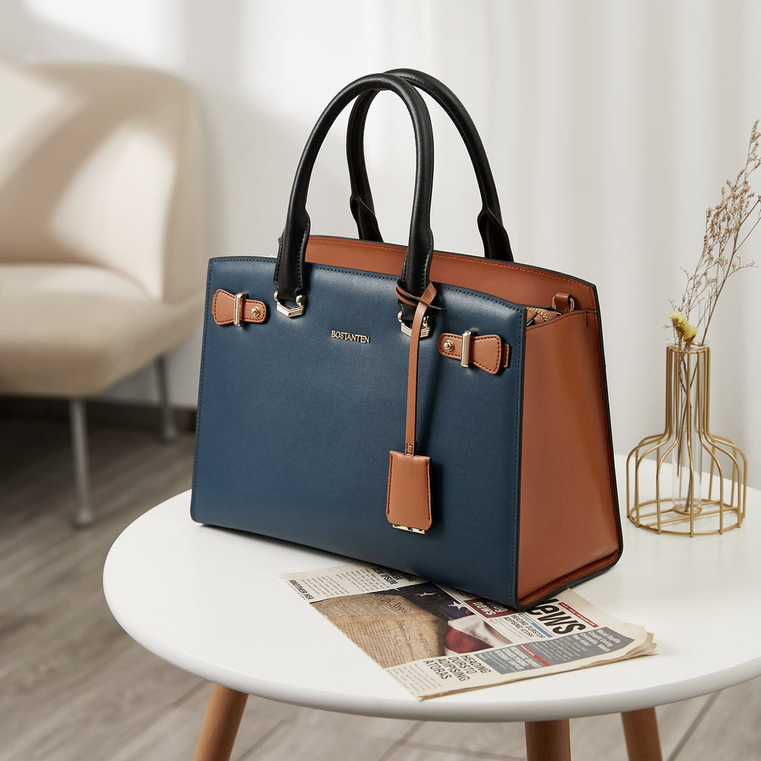 BOSTANTEN Women Leather Handbag Designer Satchel Purses Top Handle Shoulder Totes Crossbody Bag - BOSTANTEN