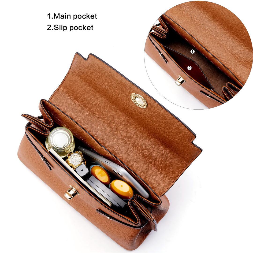 BOSTANTEN Top-handle Handbags for Women Designer Leather Crossbody Satchel Bags Shoulder Tote Purse - BOSTANTEN