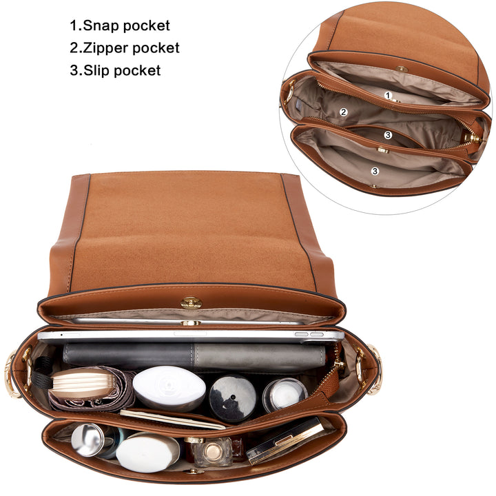 BOSTANTEN Womens Leather Crossbody Bags Designer Handbag Medium Trendy Shoulder Bag Purse - BOSTANTEN