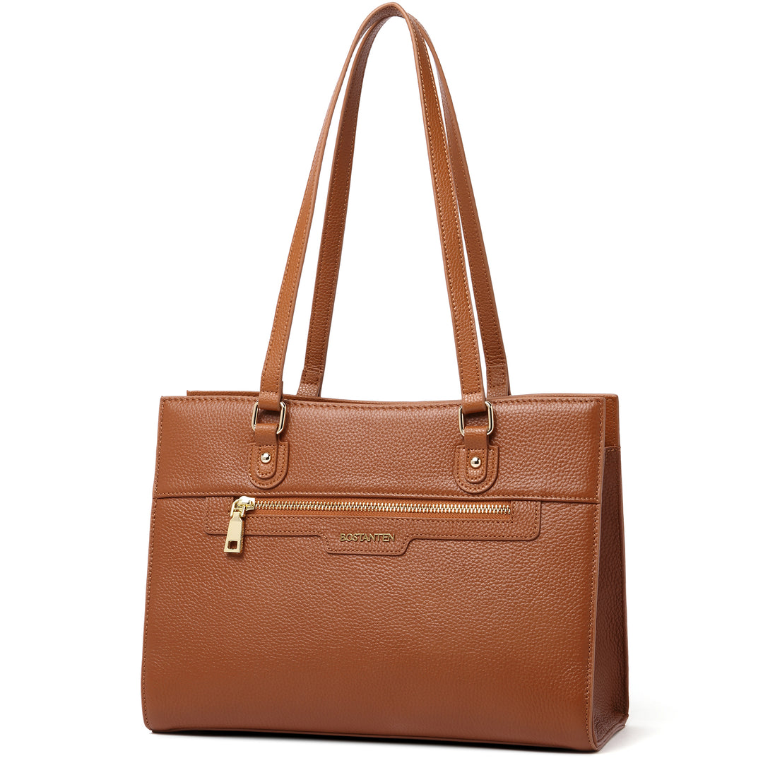 BOSTANTEN Women Leather Handbags Designer Satchel Purses Work Top Handle Shoulder Tote Bag for Travel Daily - BOSTANTEN