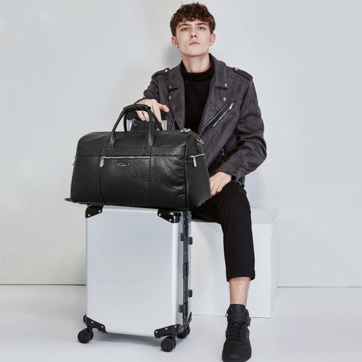 BOSTANTEN Genuine Leather Duffel Bag Travel Weekender Overnight Luggage Tote Duffle Bags for Men - BOSTANTEN