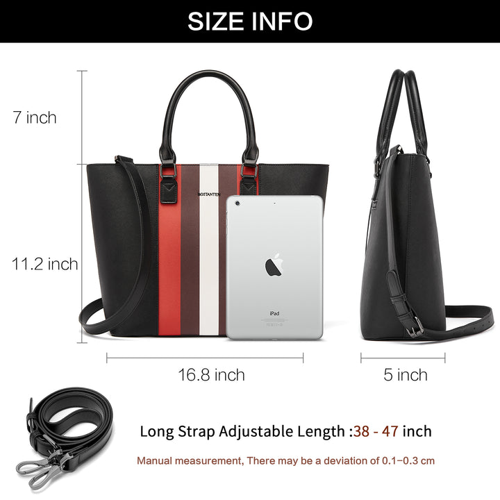 BOSTANTEN Women Tote Bag Genuine Leather Handbags Purses Shoulder Satchel Purse Work Bag Stripe Pattern - BOSTANTEN