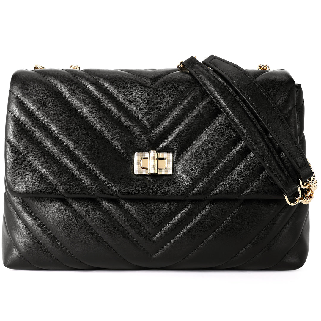 BOSTANTEN Womens Leather Shoulder Bag Quilted Designer Handbag Crossbody Bag Purse with Chain Strap - BOSTANTEN