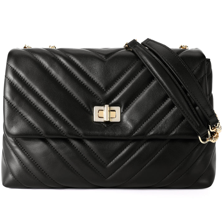 BOSTANTEN Womens Leather Shoulder Bag Quilted Designer Handbag Crossbody Bag Purse with Chain Strap - BOSTANTEN