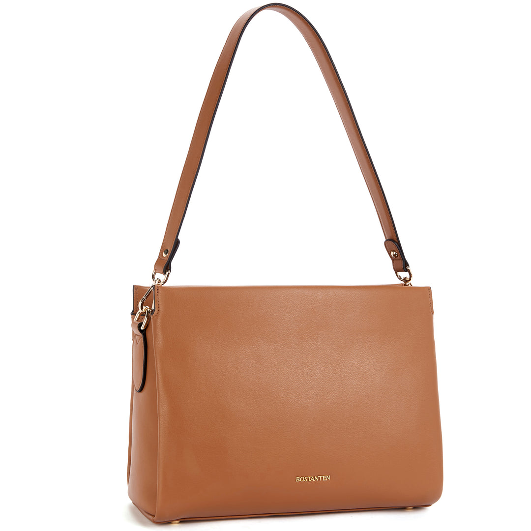 BOSTANTEN Women Leather Purses Handbags Designer Satchel Bag Shoulder Top Handle Tote Bags Triple Compartment - BOSTANTEN