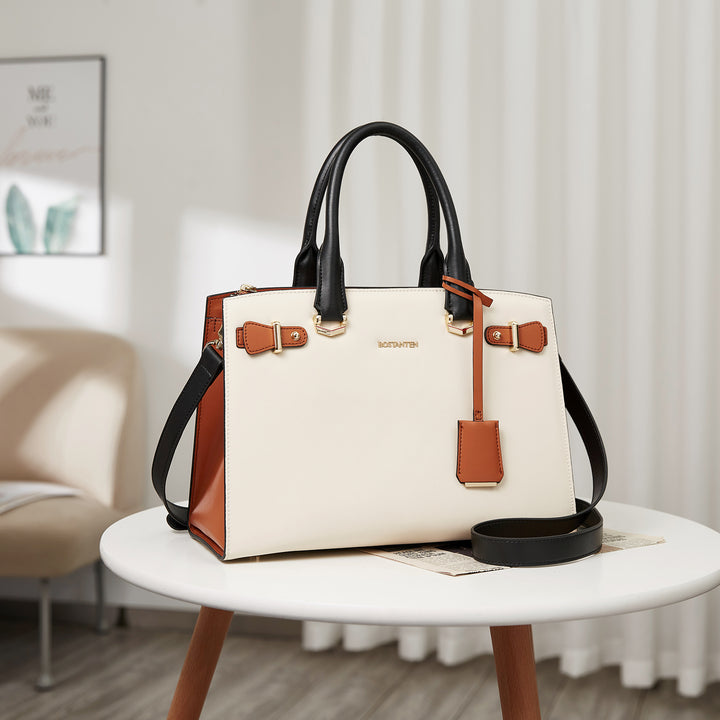 BOSTANTEN Women Leather Handbag Designer Satchel Purses Top Handle Shoulder Totes Crossbody Bag - BOSTANTEN