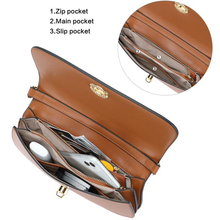 BOSTANTEN Small Crossbody Bag for Women Leather Top-handle Handbag Designer Shouldr Purse - BOSTANTEN