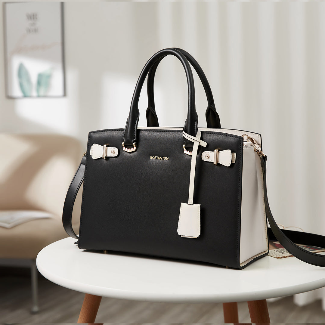 BOSTANTEN Women Leather Handbag Designer Satchel Purses Top Handle Shoulder Totes Crossbody Bag - BOSTANTEN