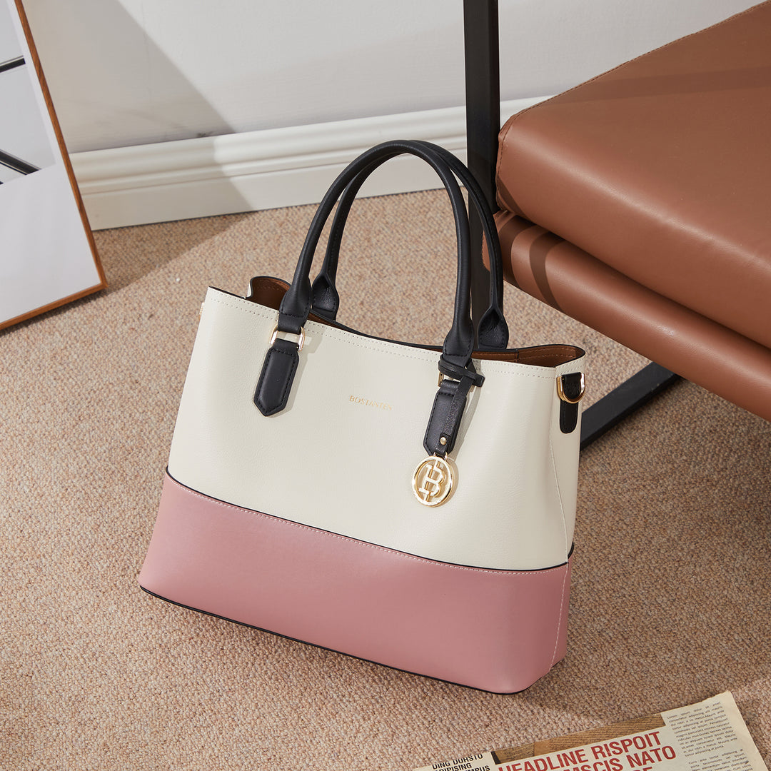 BOSTANTEN Leather Handbags for Women Designer Satchel Purses Top Handle Shoulder Crossbody Bag with Triple Compartment
