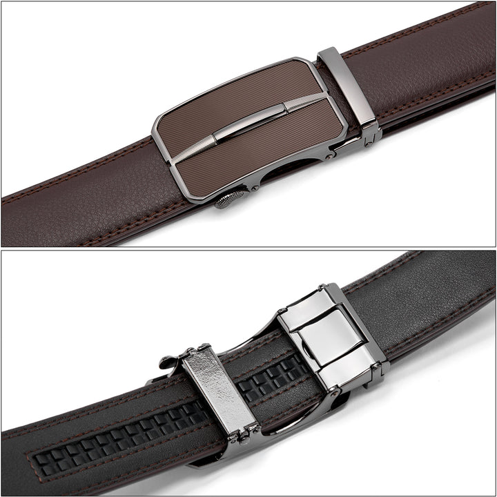 BOSTANTEN Mens Belt Leather Ratchet Dress Belt with Sliding Adjustable Buckle, Trim to Fit - BOSTANTEN
