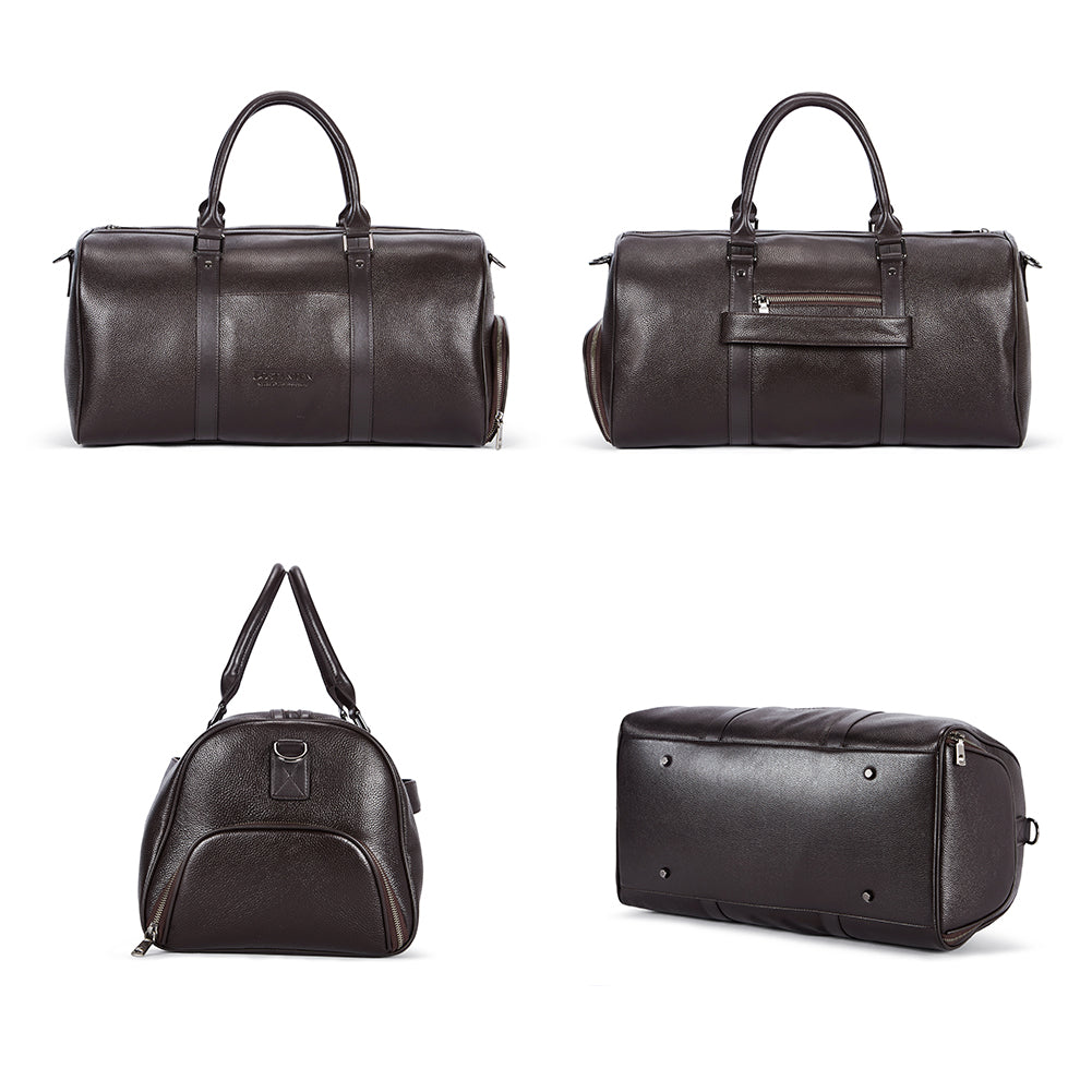 BOSTANTEN Genuine Leather Travel Weekender Overnight Duffel Bag Gym Sports Luggage Tote Duffle Bags For Men - BOSTANTEN