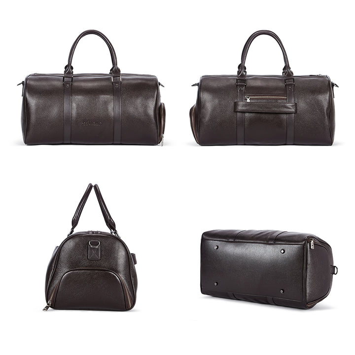 BOSTANTEN Genuine Leather Travel Weekender Overnight Duffel Bag Gym Sports Luggage Tote Duffle Bags For Men - BOSTANTEN
