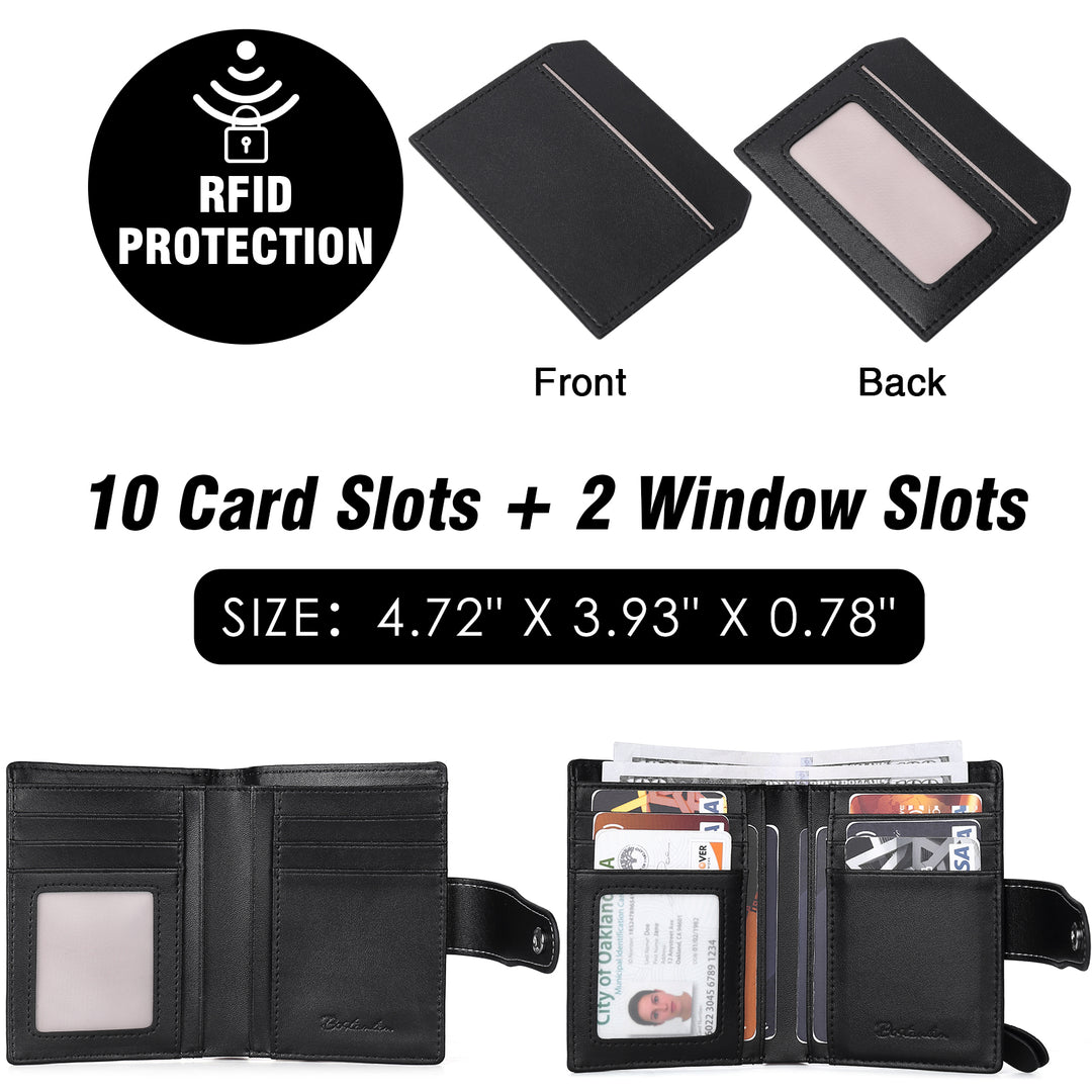 Lnna Small Wallet Zippered Checkbook Cover — ID Window - BOSTANTEN