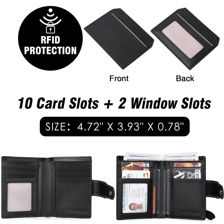 Lnna Small Wallet Zippered Checkbook Cover — ID Window - BOSTANTEN
