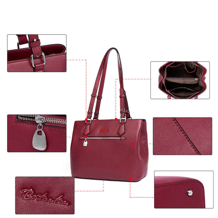 BOSTANTEN Women Handbag Genuine Leather Shoulder Bag Soft Designer Top Handle Purses - BOSTANTEN
