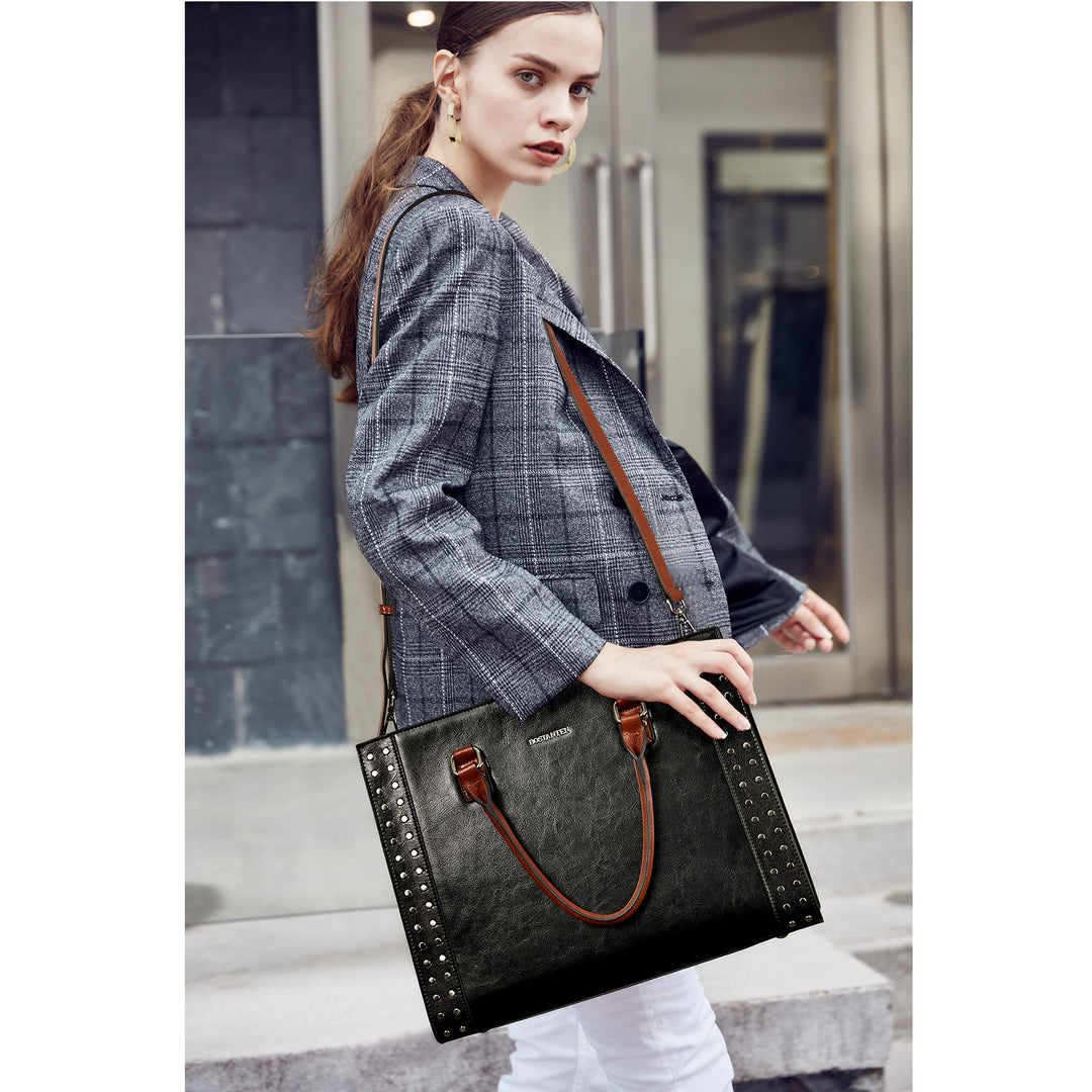 BOSTANTEN Women Leather Top Handle Work Tote Fashion Designer Handbag - BOSTANTEN