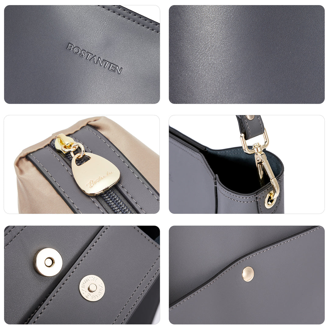 Lotty Genuine Leather Bucket Bag With 2 Shoulder Straps