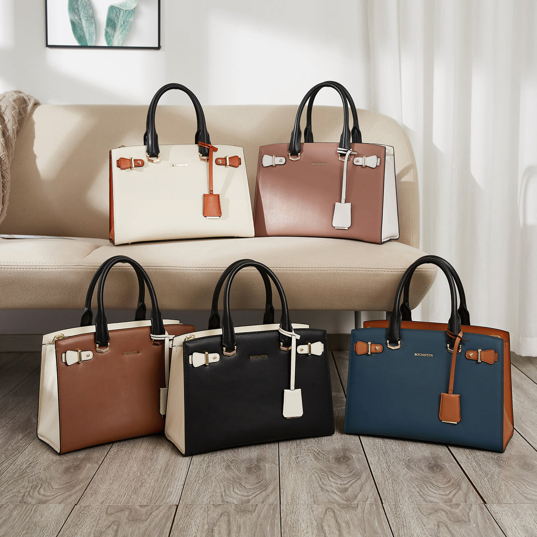 BOSTANTEN Women Leather Handbag Designer Satchel Purses Top Handle Shoulder Totes Crossbody Bag - BOSTANTEN