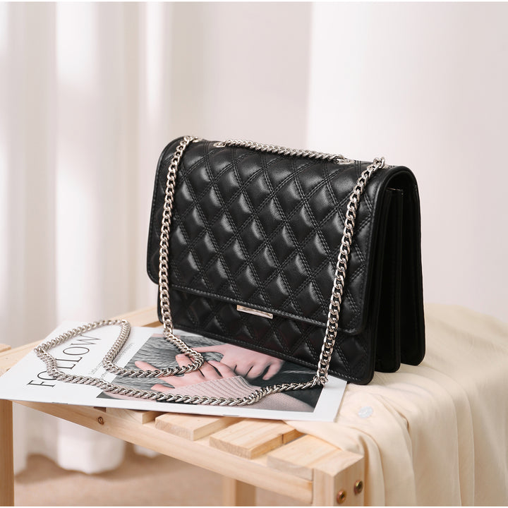 BOSTANTEN Women Handbags Designer Lambskin Leather Quilted Purses Crossbody Shoulder Bag with Chain Strap - BOSTANTEN