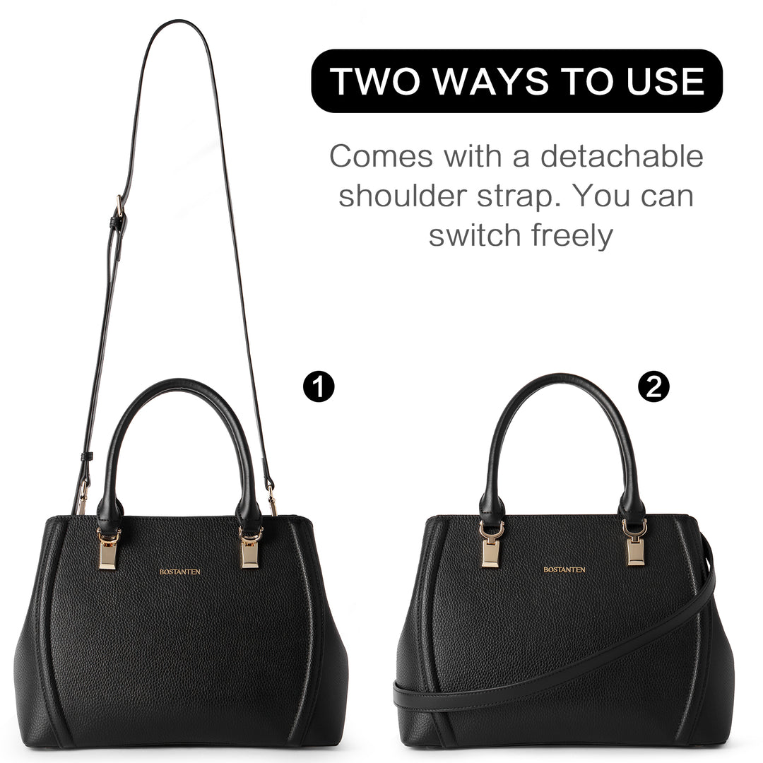 BOSTANTEN Women Leather Handbag Designer Top Handle Satchel Shoulder Bag Crossbody Purses - BOSTANTEN