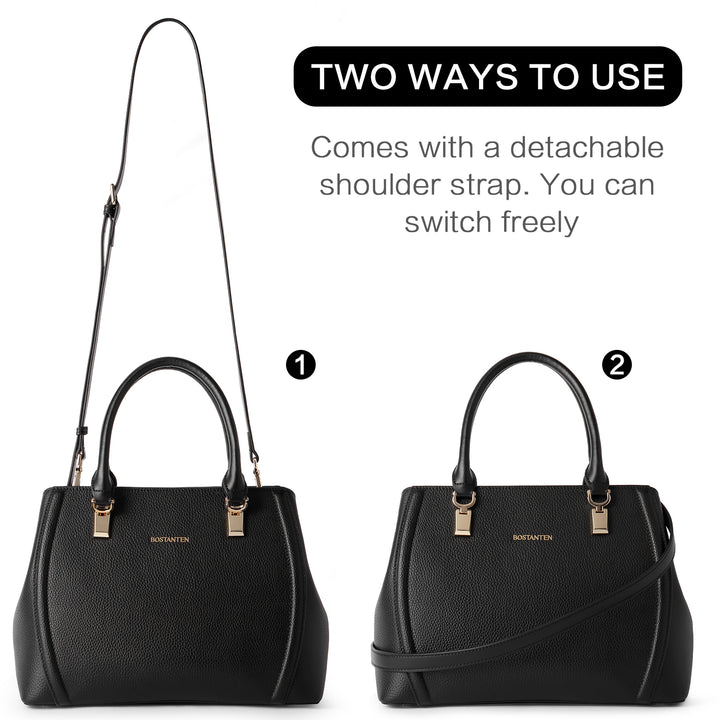 BOSTANTEN Women Leather Handbag Designer Top Handle Satchel Shoulder Bag Crossbody Purses - BOSTANTEN