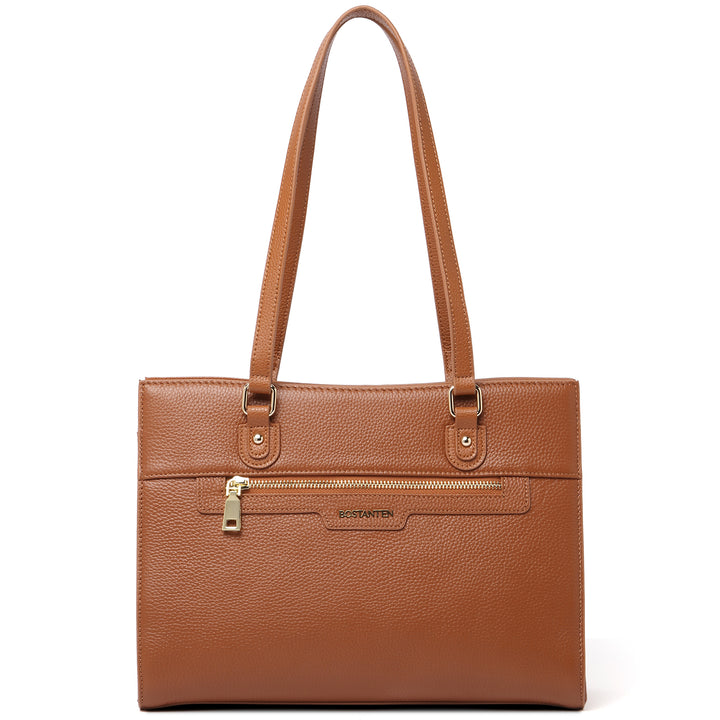 BOSTANTEN Women Leather Handbags Designer Satchel Purses Work Top Handle Shoulder Tote Bag for Travel Daily - BOSTANTEN