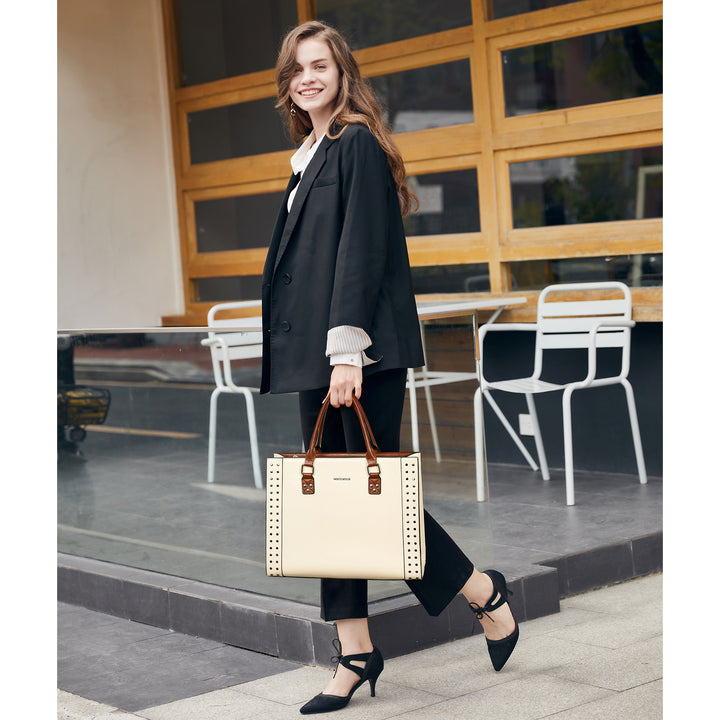 BOSTANTEN Women Leather Top Handle Work Tote Fashion Designer Handbag - BOSTANTEN