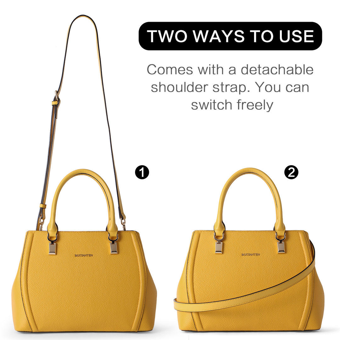 BOSTANTEN Women Leather Handbag Designer Top Handle Satchel Shoulder Bag Crossbody Purses - BOSTANTEN
