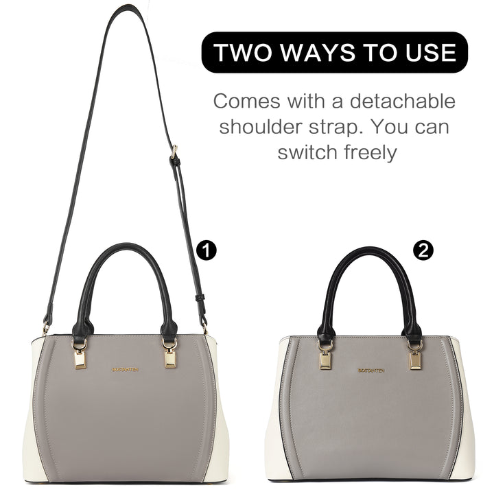 Designer 11'' Leather Satchel With Crossbody Strap