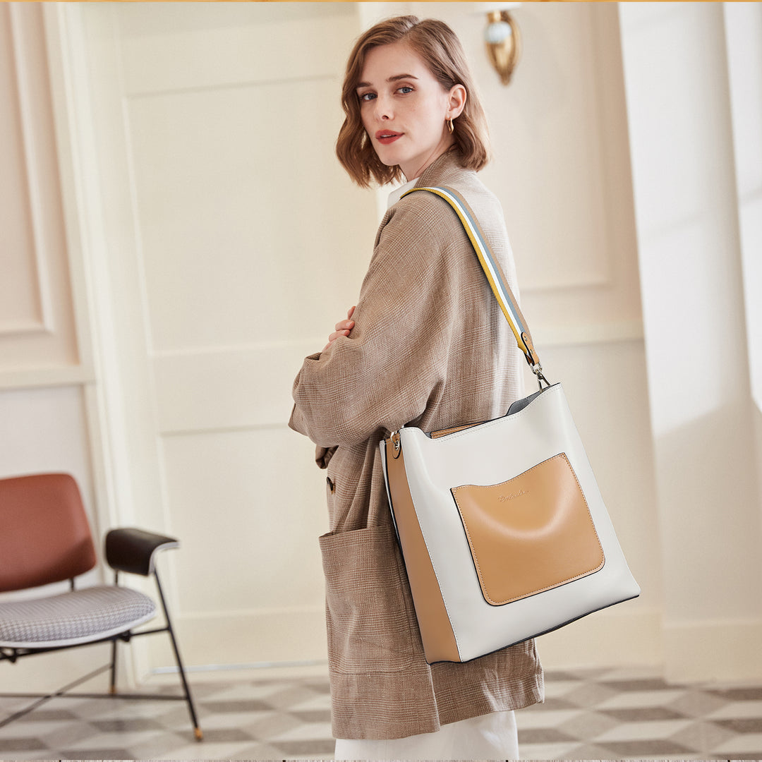 BOSTANTEN Genuine Leather Hobo Handbags Designer Shoulder Tote Purses Crossbody Large Bag for Women - BOSTANTEN