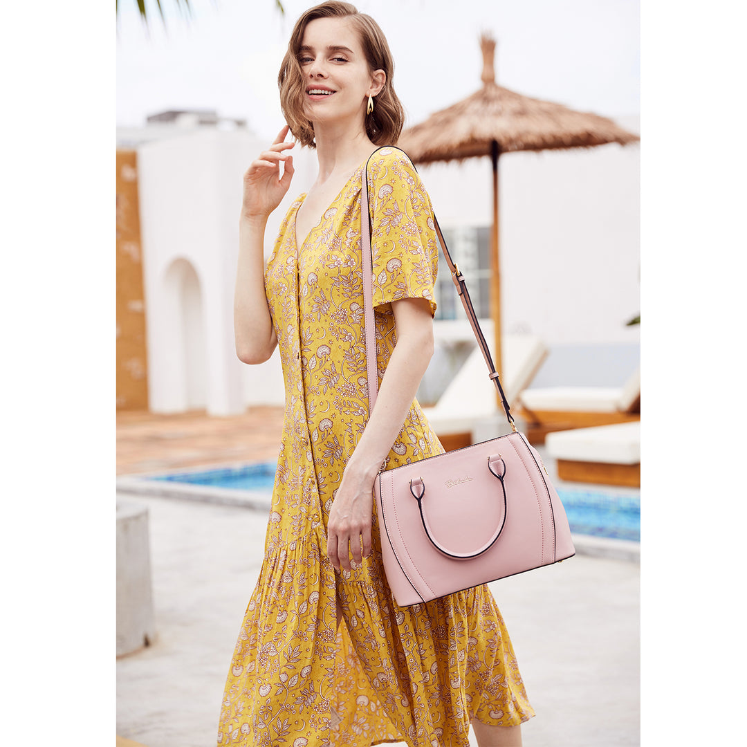 BOSTANTEN Women Leather Handbag Designer Top Handle Satchel Shoulder Bag Crossbody Purse - BOSTANTEN