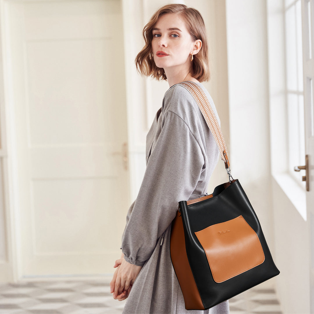 BOSTANTEN Handbags for Women Genuine Leather Designer Hobo Tote Purses Shoulder Crossbody Bucket Bags - BOSTANTEN