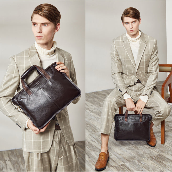 BOSTANTEN Leather Briefcase Handbag Messenger Business Bags for Men - BOSTANTEN