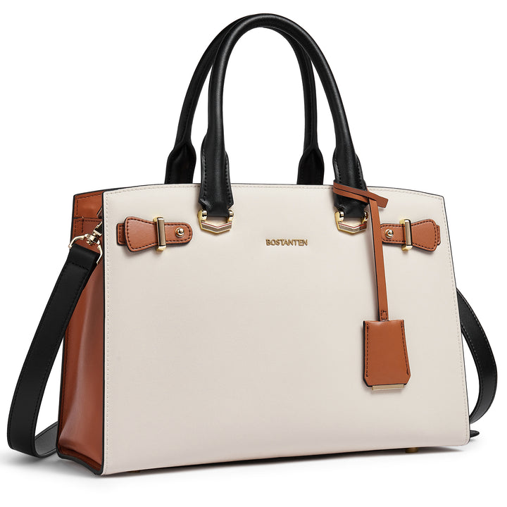 BOSTANTEN Women Leather Handbag Designer Satchel Purses Top Handle Shoulder Totes Crossbody Bag - BOSTANTEN