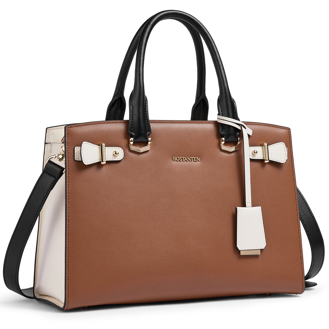 BOSTANTEN Women Leather Handbag Designer Satchel Purses Top Handle Shoulder Totes Crossbody Bag - BOSTANTEN