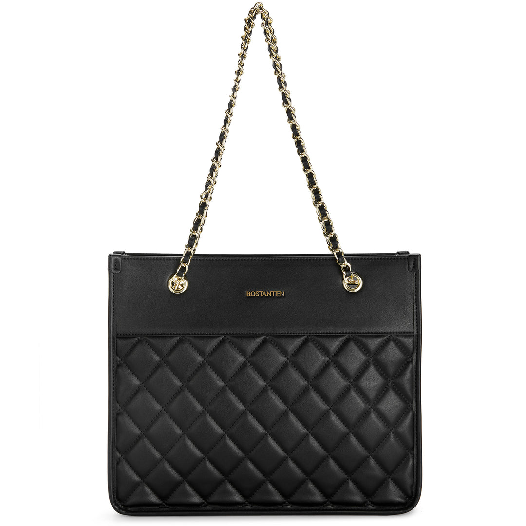 BOSTANTEN Handbags for Women Designer Leather Purses Quilted Shoulder Tote Bag with Chain Strap - BOSTANTEN