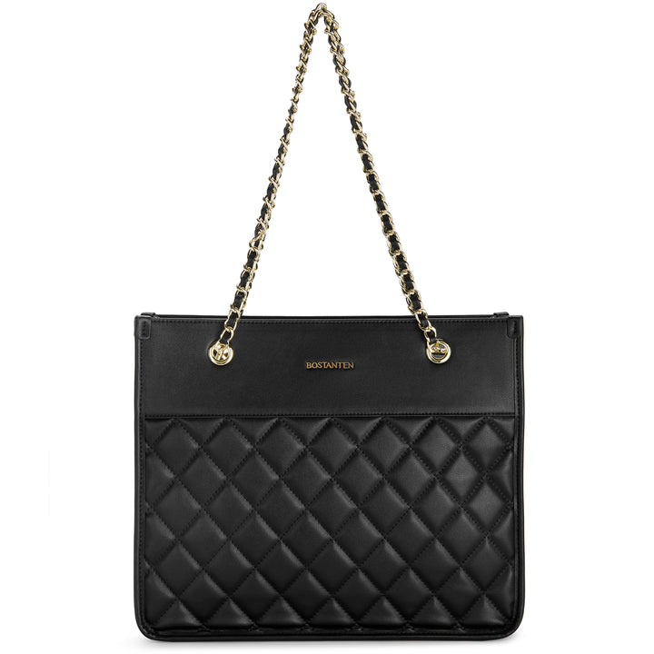 BOSTANTEN Handbags for Women Designer Leather Purses Quilted Shoulder Tote Bag with Chain Strap - BOSTANTEN
