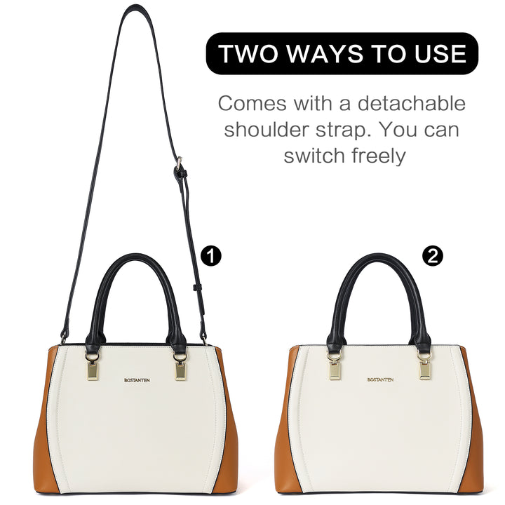 BOSTANTEN Women Leather Handbag Designer Top Handle Satchel Shoulder Bag Crossbody Purse - BOSTANTEN